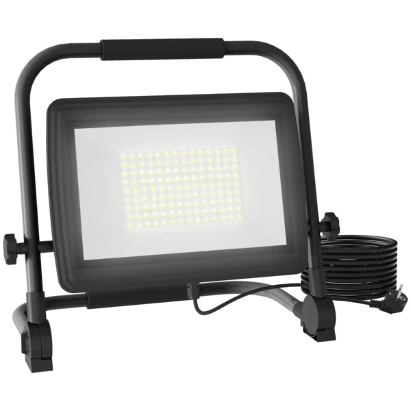 6500K LED Work Spotlight with Swivel Head and Adjustable Support, in Aluminum and Metal, 35x20x32 cm, Black