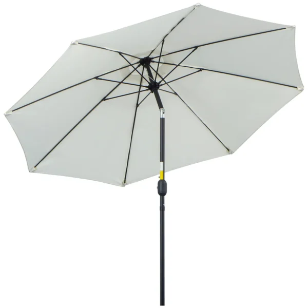 Round Garden Umbrella with Crank and 3-Level Tilting, Ø265x240 cm, Cream