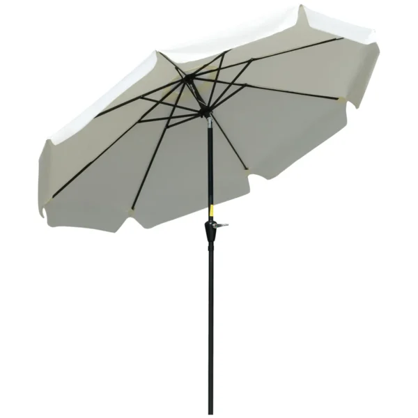 Tiltable Round Umbrella with Crank, in Aluminium, Metal and Polyester, Ø266x248.5 cm, Cream White