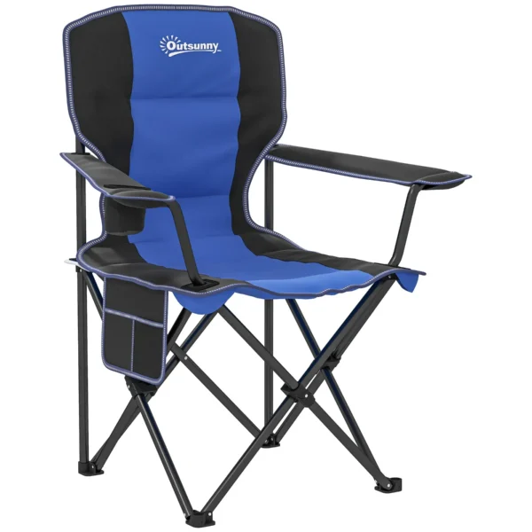Folding Camping Chair with Pocket and Cup Holder with Carrying Bag, Blue
