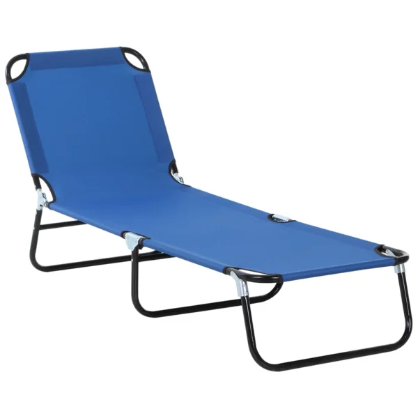 Garden Lounger with Adjustable Backrest in 5 Positions, in Steel and Oxford Fabric, 188x56x28 cm, Blue