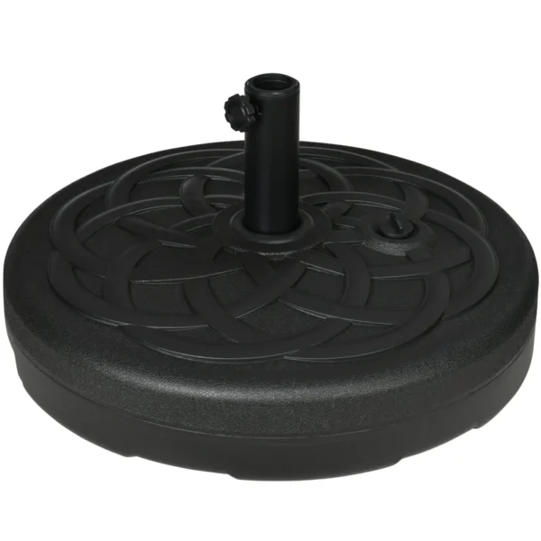 Round Plastic Umbrella Base Fillable with Water and Sand for 38-48 mm Poles, Ø56 cm, Black