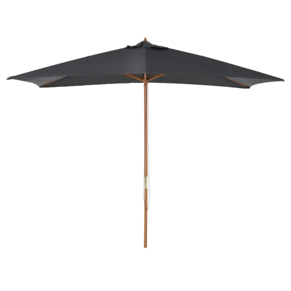2x3m Wooden and Bamboo Garden Umbrella with 8 Ribs and Polyester Cover, Dark Grey