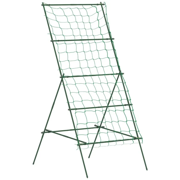 A-shaped Tomato Support with Adjustable Levels with Net, in Steel, PE and PP, 101x133x227 cm, Green