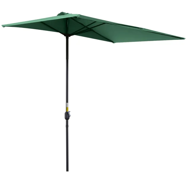 Space-Saving Mezzaluna Wall Umbrella with Crank Opening, Green