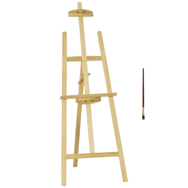 Portable and Foldable Painting Easel, Adjustable Height and Inclination, Wood Color