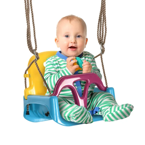 3 in 1 Indoor and Outdoor Children's Swing, Adjustable Rope and Safety Belt, Age 9-36 Months, Blue