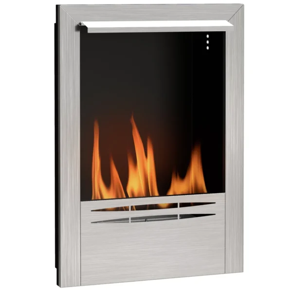 Built-in Bioethanol Fireplace in Steel, 0.9L Capacity and 3.3 Hours Duration, 48x18x59 cm, Silver