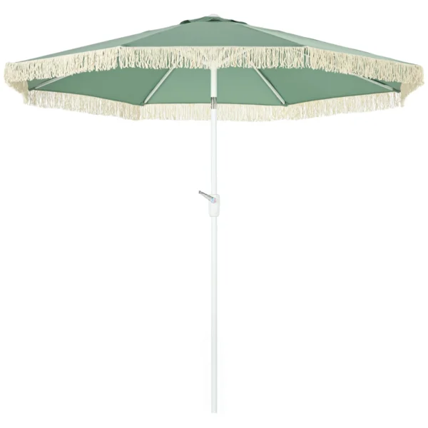Garden Umbrella with Tilting Crank and 2 Section Pole, Polyester and Metal, 2.6x2.4 m, Green