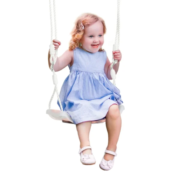 Baby Swing 9-36 Months in PP and PE with Adjustable Rope and LED Lights, 39x16.5x120-180 cm, White