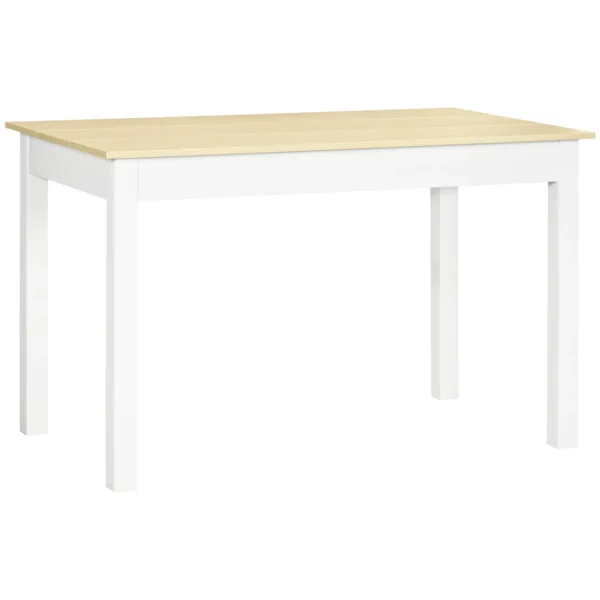 4-6 Seater Dining Table Modern Design for Kitchen and Living Room, 119x70x75cm, White and Wood