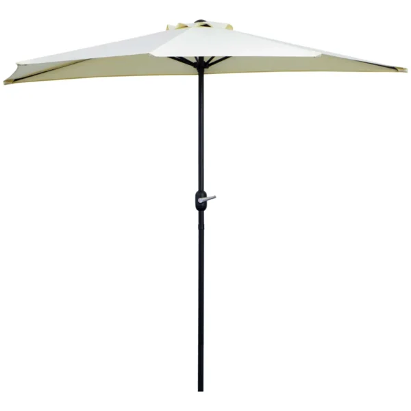 Crescent Terrace Umbrella with Crank Opening and 2 Section Pole, 2.6x1.35 m, Beige