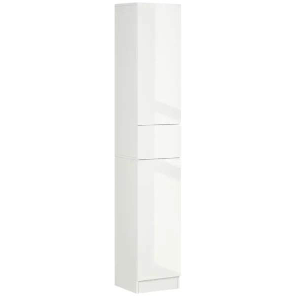 Bathroom Column with Drawer and 2 Cabinets Gloss White, 30x28x170cm