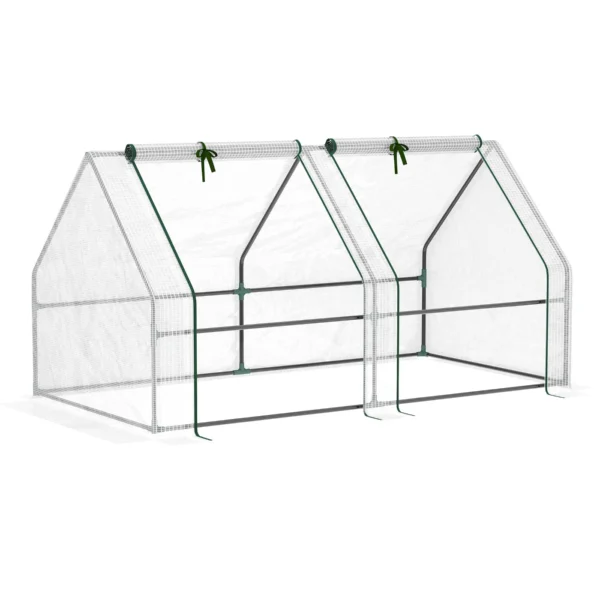 Garden Greenhouse with Reinforced PE Cover and Steel Frame, 180x90x90cm, White