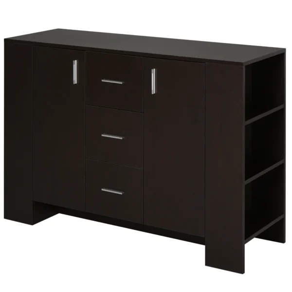 Classic Style Sideboard for Dining Room with 2 Doors, 3 Drawers and 3 Shelves, Dark Wood, 120 x 38 x 84cm