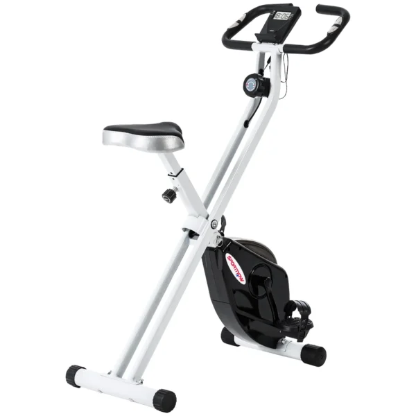 Folding Magnetic Exercise Bike, 8 Levels, LCD Display, Adjustable Wheels and Seat, Black