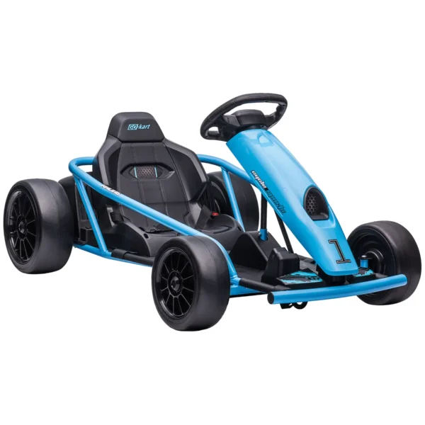 Electric Go-Kart for Children 8-12 Years with High Backrest and Safety Belt, 115x77x54 cm, Blue and Black