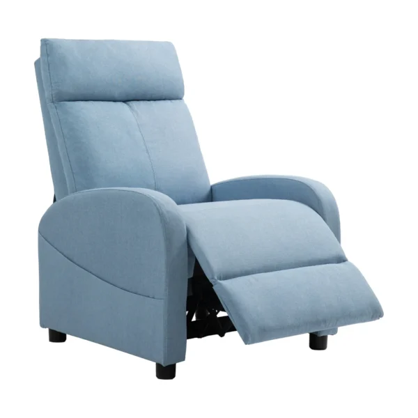 Reclining Relax Chair with Footrest in Linen Effect Fabric, 69x85x100 cm, Blue