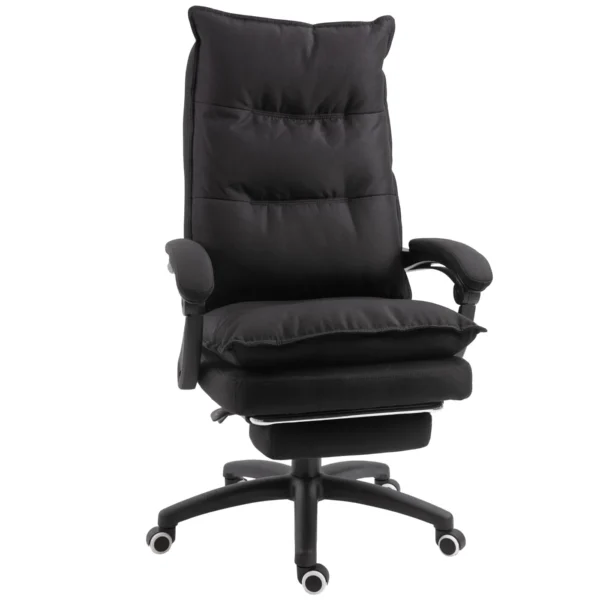 Height Adjustable Office Chair with 6 Massage Points, in Linen Effect Fabric, 70x62x120-130 cm, Black