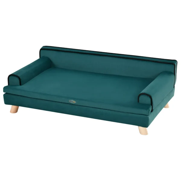 Sofa for Large Dogs with Padding, Soft and Washable Cover, Wooden Legs, Green