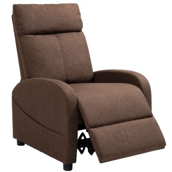 Reclining Relax Chair with Footrest in Linen Effect Fabric, 69x85x100 cm, Brown