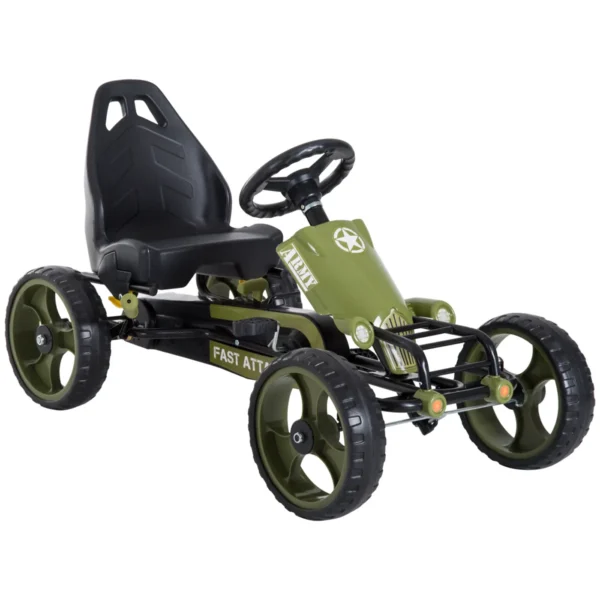 Pedal Go Kart for Kids 3-6 Years Old with Adjustable Seat and Handbrake, Green
