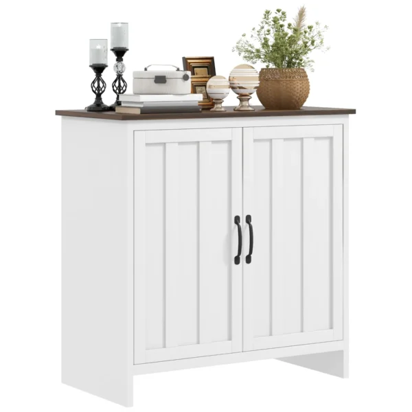 Modern 2-Door Kitchen Sideboard with Adjustable Wooden Shelf, 80x39.7x80cm, White