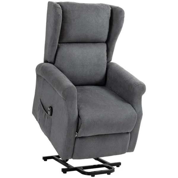 Reclining Chair Lift with Remote Control, in Linen Effect Fabric, 74x94x111 cm, Dark Grey