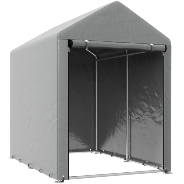 Tool Shed Garage Tent with UV Cover and Metal Frame, 120x179x165cm, Light Grey