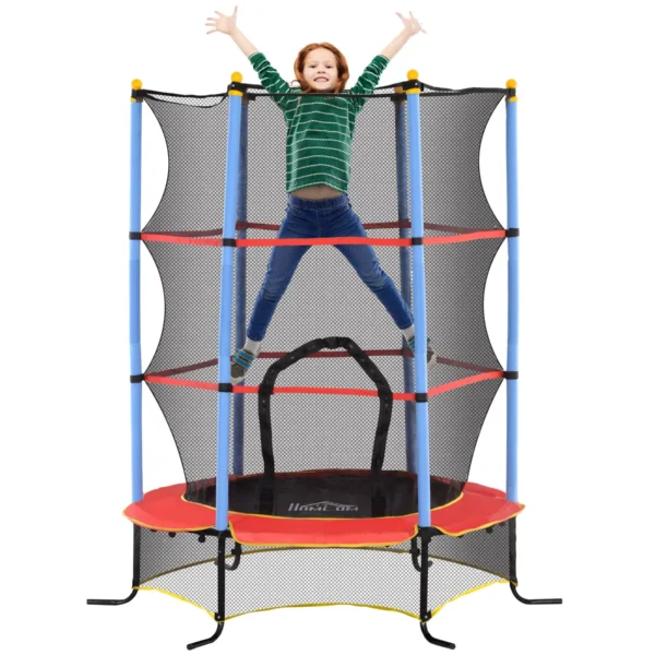 Children's Trampoline with Trampoline Mat, Safety Net and Padded Poles, Ages 3-10 Years, Blue