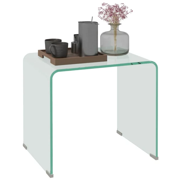 Modern Tempered Glass Coffee Table for the Living Room with Monobloc Design, 50x40x45 cm, Transparent