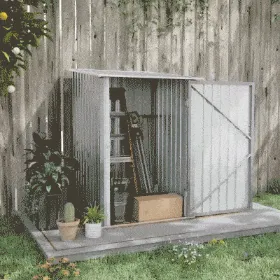 Garden Shed Galvanized Steel Tool Storage Shed with Door, 100x103x160cm, Grey