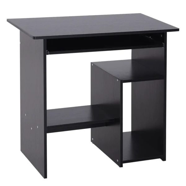 Modern Wooden PC Desk with CPU Shelf and Pull-out Keyboard Space, 80x45x75 cm, Black
