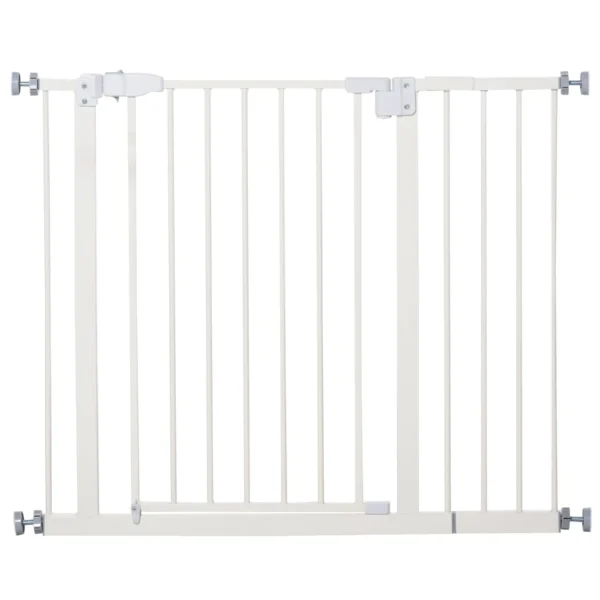 Push-On, Self-Closing Extendable Dog Gate, 30" Tall, White