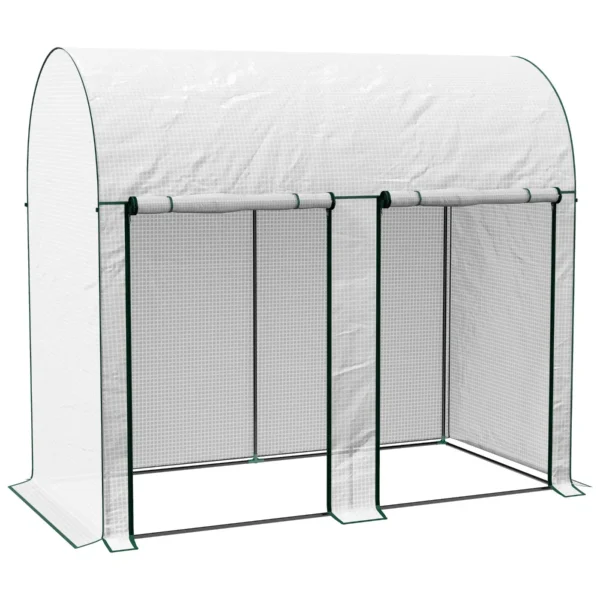2m² Garden Greenhouse, 2 Roller Doors, 140g/m² Anti-UV PE Cover, 2x1x1.78m, White