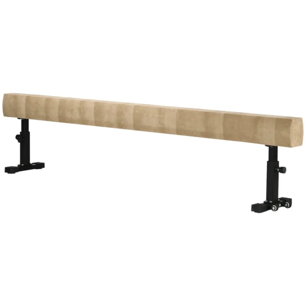 Gymnastics Beam with Adjustable Height and Non-Slip Feet, 226x31x59cm, Brown