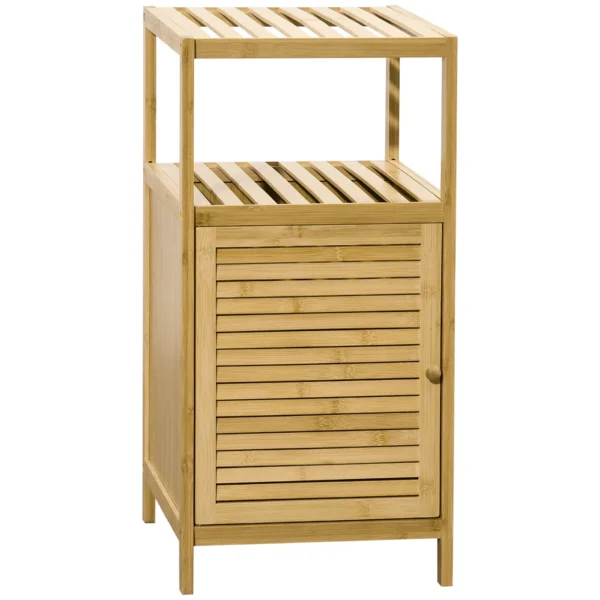 Bamboo Bathroom Cabinet with Single Door Cabinet, 33x36. 5x67cm, Natural Wood Color