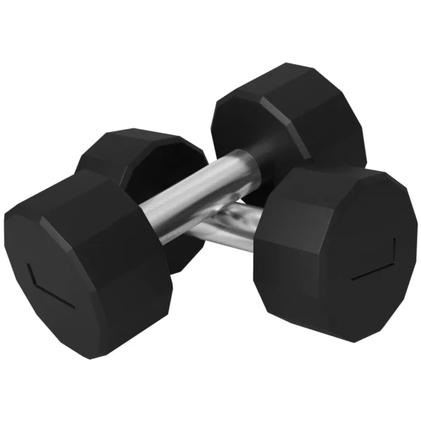 SPORTNOW Set of 2 12-sided Dumbbells weighing 10 kg in Metal and Rubber with Non-Slip Grip, 26x13x13 cm, Black