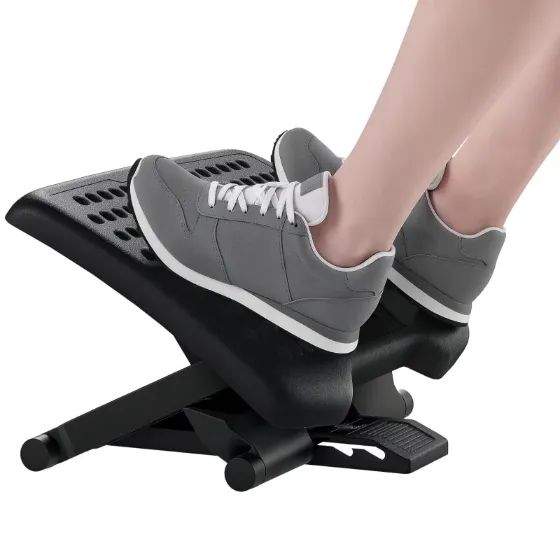 Ergonomic Desk Footrest with Massage Rollers, Height and Angle Adjustment, Black