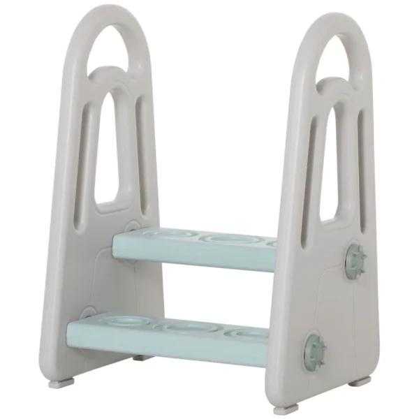 Children's Step Stool 2 Step Ladder in HDPE Age 2-5 Years, Blue and Grey