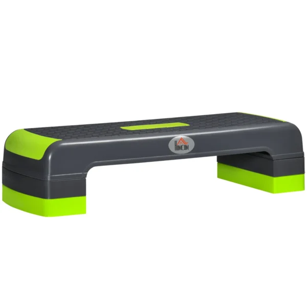 Aerobic Step Fitness Adjustable to 3 Heights 10-15-20 cm in Plastic, Green and Grey