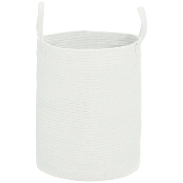 Portable and Foldable 36L Laundry Basket with Natural Cotton Handles, Ø38x45 cm, Cream