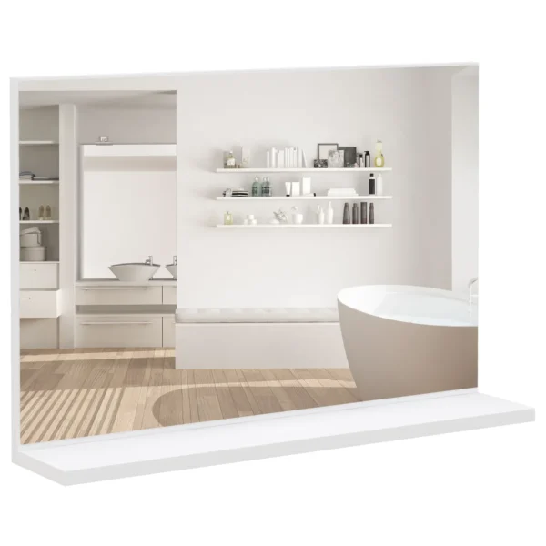Bathroom Wall Mirror with Shelf Modern and Multipurpose Design, 60x12x40 cm, White