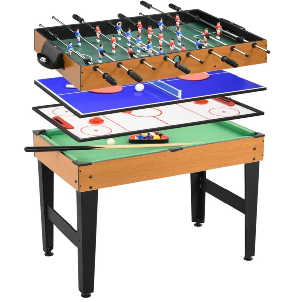 Multigame 4 in 1 Table with Table Football, Billiards, Ping Pong and Table Hockey, 107x61x84.5cm