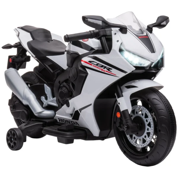Honda Licensed Electric Motorcycle for Kids, 6V Rechargeable Battery, 3km/h Speed, White