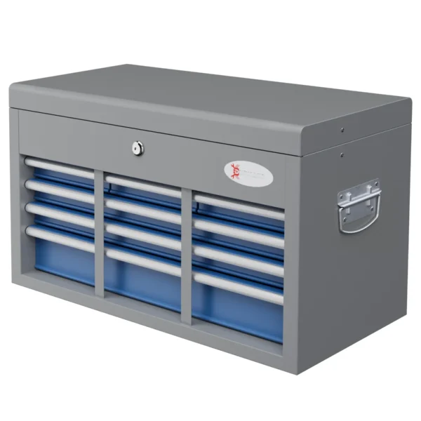 Steel Tool Box with 6 Drawers, a Case and 2 Keys, 60x26x34 cm. Blue