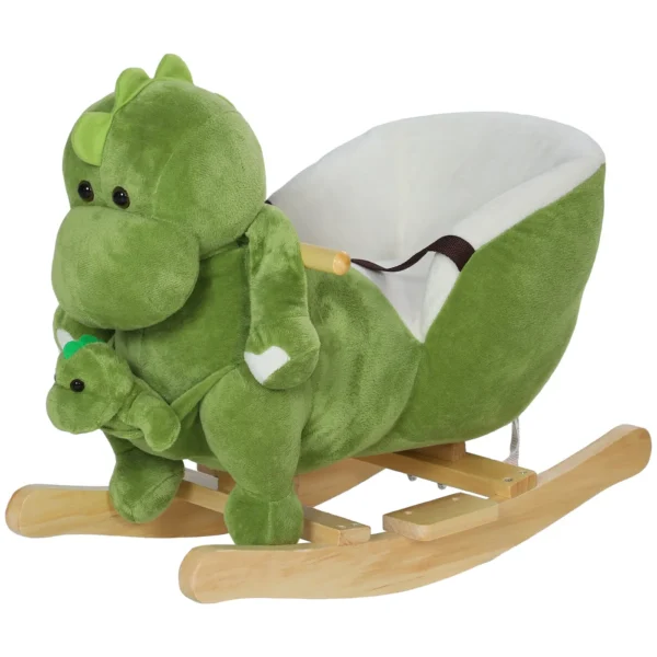 Dinosaur Rocking Horse for Children 18-36 Months with Sounds and Soft Cover, Green