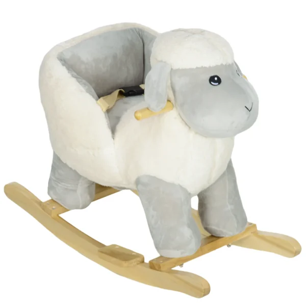 Rocking Horse for Children 1-3 Years Old Sheep Shape with Sounds and Soft Cover, Grey