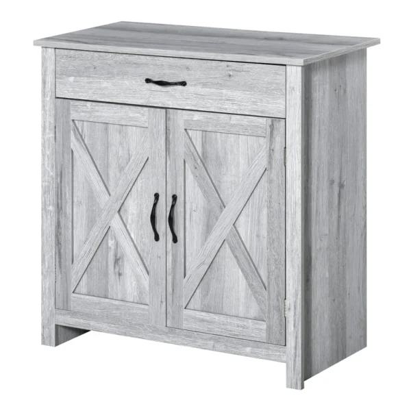 Country Kitchen Sideboard with 2-Door Cabinet and Drawer, 80x39.7x80cm, Grey