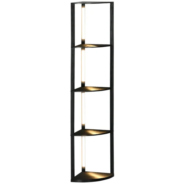 MDF Column Floor Lamp with 4 Shelves and 3000K LED Lighting, 41x29.5x163.5 cm, Black